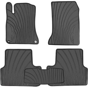 Car Floor Mats Liners Custom Fit for Mercedes Benz CLA 2014-2019/GLA 2015-2020, A Class 2012-2019/B Class 2013-2019 Full Black Rubber Set All Weather Protection Heavy Duty Odorless
