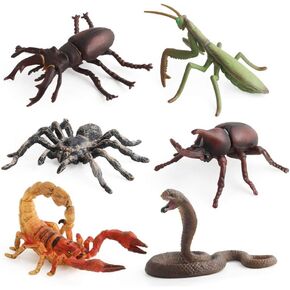 6pcs Lifelike Assorted Insects Model Bug Figures Plastic Insects for Children Education Insect Themed Party