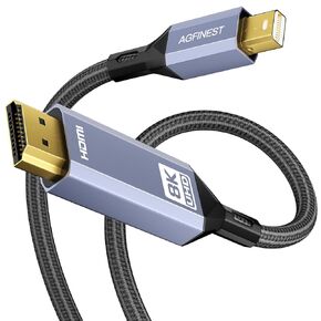 8K Mini DisplayPort to HDMI Cable 3.3ft (mini DP 1.4 to HDMI 2.1), Support 8K@60Hz, 4K@120Hz, 2K@240Hz for MacBook Pro, iMac, Mac Mini, Surface Pro