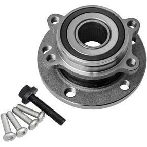 513253 Front Wheel Bearing and Hub Assembly Compatible with Au-di 09-13 A3, 15-17 Q3, 08-15 TT Quattro/Vw 12-18 Bee-tle, 07-16 Eos, 09-17 CC Tiguan, 06-17 Passat Je-TTA [5 Lug W/ABS]
