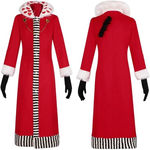 Anime Hazbin Cosplay Hotel Valentino Costume Red Long Coat with Hat Gloves Vox Halloween Uniform in Saudi Arabia