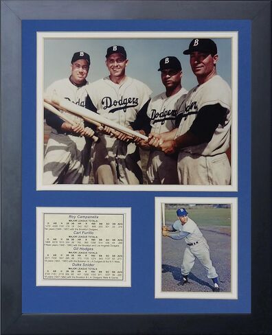 مجموعة صور مؤطرة من Legends Never Die Brooklyn Dodgers الخمسينيات الأربعة الكبار، مقاس 11 × 14 بوصة باللون الأسود in Saudi Arabia