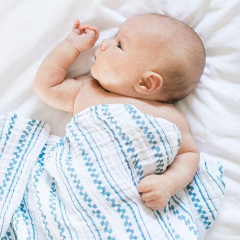 Bebe au Lait Muslin Swaddle Blanket Set, Wyoming & Western Stripe, Blue in Saudi Arabia