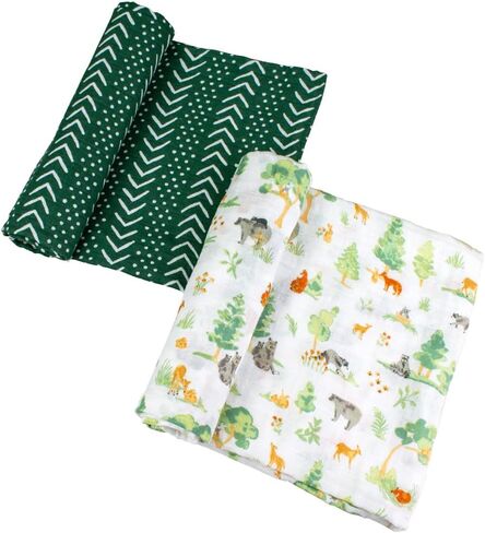 Bebe au Lait Muslin Swaddle Blanket Set, Wyoming & Western Stripe, Blue in Saudi Arabia