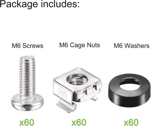 uxcell M6x16mm Server Rack Cage Nuts Silver Tone 6Set, Mounting Screws in Saudi Arabia