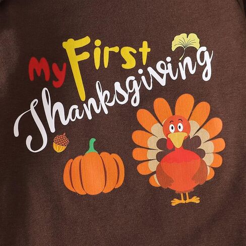 Shalofer Baby Girl Thanksgiving Outfit My First Thanksgiving Bodysuit Thanksgiving Turkey Flared Pants Clothes Set in Saudi Arabia