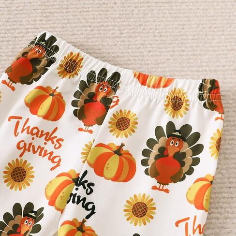 Shalofer Baby Girl Thanksgiving Outfit My First Thanksgiving Bodysuit Thanksgiving Turkey Flared Pants Clothes Set in Saudi Arabia