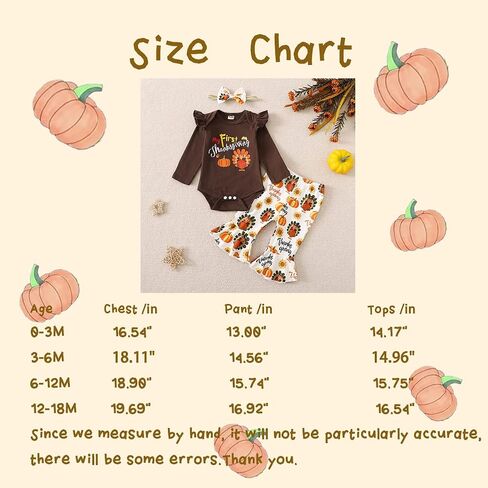 Shalofer Baby Girl Thanksgiving Outfit My First Thanksgiving Bodysuit Thanksgiving Turkey Flared Pants Clothes Set in Saudi Arabia