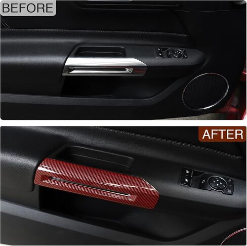 RT-TCZ Carbon Fiber Inner Door Handle Trim Cover Interior Decoration Accessories for Ford Mustang 2015-2024,2PCS in Saudi Arabia