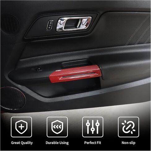 RT-TCZ Carbon Fiber Inner Door Handle Trim Cover Interior Decoration Accessories for Ford Mustang 2015-2024,2PCS in Saudi Arabia