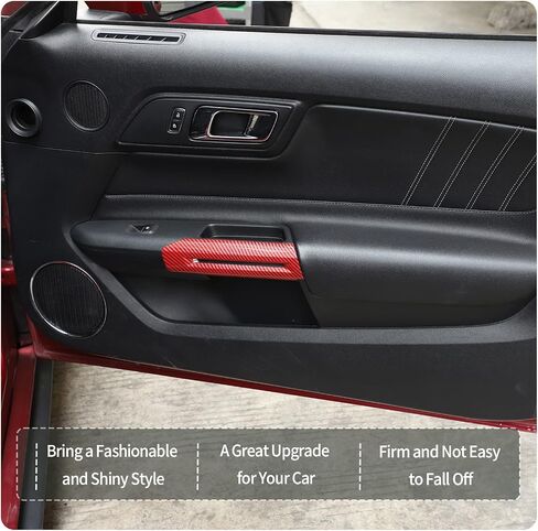 RT-TCZ Carbon Fiber Inner Door Handle Trim Cover Interior Decoration Accessories for Ford Mustang 2015-2024,2PCS in Saudi Arabia
