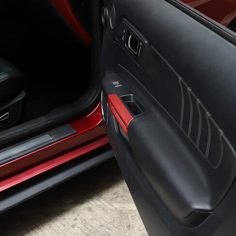 RT-TCZ Carbon Fiber Inner Door Handle Trim Cover Interior Decoration Accessories for Ford Mustang 2015-2024,2PCS in Saudi Arabia