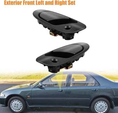 NPAUTO Exterior Door Handle Front Compatible with 1992 1993 1994 1995 Honda Civic / 1993-1997 Civic Del Sol Driver Passenger Pair, Black Left & Right Set in Saudi Arabia