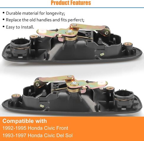 NPAUTO Exterior Door Handle Front Compatible with 1992 1993 1994 1995 Honda Civic / 1993-1997 Civic Del Sol Driver Passenger Pair, Black Left & Right Set in Saudi Arabia