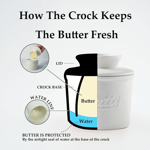 Butter Crock, French Butter Dish for Countertop with Water, Ceramic Butter Container with lid for Spreadable Butter, Farmhouse Collection for Kitchen Decor- Red in Saudi Arabia