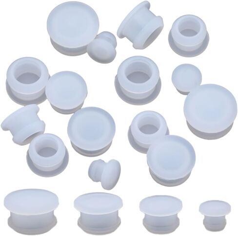 GORGECRAFT 24PCS 4 Sizes Silicone Stoppers for Salt and Pepper Shakers 15/64 23/64 15/32 19/32 Inch Salt Plug Stopper Replacement Bottle Caps Reusable White Round End Cap Corks for Bottles Pots in Saudi Arabia