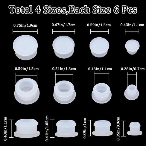 GORGECRAFT 24PCS 4 Sizes Silicone Stoppers for Salt and Pepper Shakers 15/64 23/64 15/32 19/32 Inch Salt Plug Stopper Replacement Bottle Caps Reusable White Round End Cap Corks for Bottles Pots in Saudi Arabia