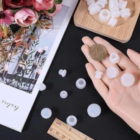 GORGECRAFT 24PCS 4 Sizes Silicone Stoppers for Salt and Pepper Shakers 15/64 23/64 15/32 19/32 Inch Salt Plug Stopper Replacement Bottle Caps Reusable White Round End Cap Corks for Bottles Pots in Saudi Arabia