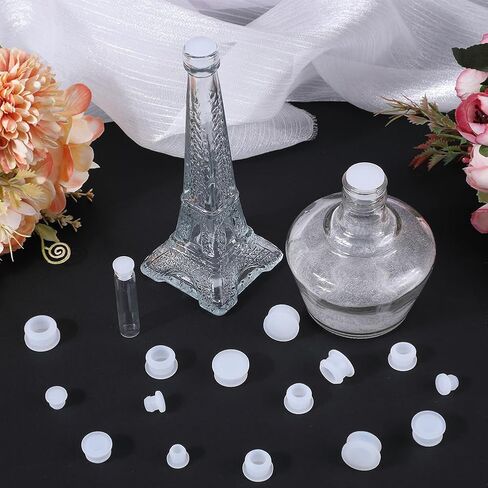 GORGECRAFT 24PCS 4 Sizes Silicone Stoppers for Salt and Pepper Shakers 15/64 23/64 15/32 19/32 Inch Salt Plug Stopper Replacement Bottle Caps Reusable White Round End Cap Corks for Bottles Pots in Saudi Arabia