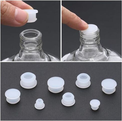 GORGECRAFT 24PCS 4 Sizes Silicone Stoppers for Salt and Pepper Shakers 15/64 23/64 15/32 19/32 Inch Salt Plug Stopper Replacement Bottle Caps Reusable White Round End Cap Corks for Bottles Pots in Saudi Arabia