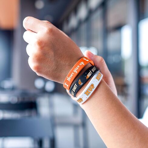 48 PCS Basketball rubber bracelets Basketball motivational silicone wristband Basketball party favor for kids Basketball theme birthday party Adults Teenagers Sports Gifts Supplies 6 Styles in Saudi Arabia
