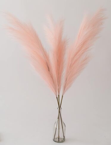 ChagoArt-Faux Pampas Grass Large-3 Stems-45 Beige-Pampas Grass Decor Tall-Pompas Grass Branches-Fluffy Artificial Pampas Grass-Fake Pampas Grass Vase Filler-Pompous Grass-Dried Pampas Grass-Feather in Saudi Arabia