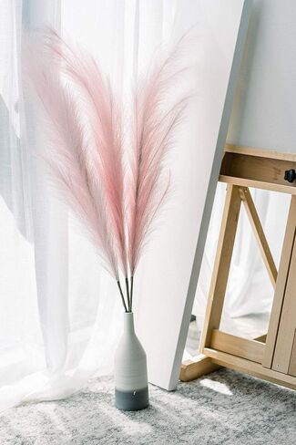 ChagoArt-Faux Pampas Grass Large-3 Stems-45 Beige-Pampas Grass Decor Tall-Pompas Grass Branches-Fluffy Artificial Pampas Grass-Fake Pampas Grass Vase Filler-Pompous Grass-Dried Pampas Grass-Feather in Saudi Arabia