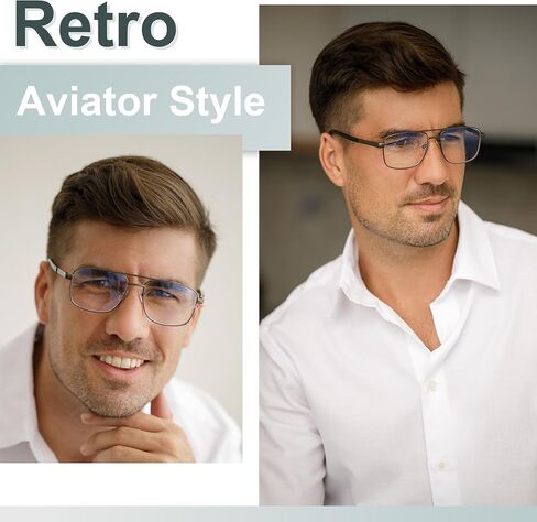 EASY READ Aviator Reading Glasses for Men,Blue light blocking Readers Men Metal Eyeglasses with Spring Hinge in Saudi Arabia