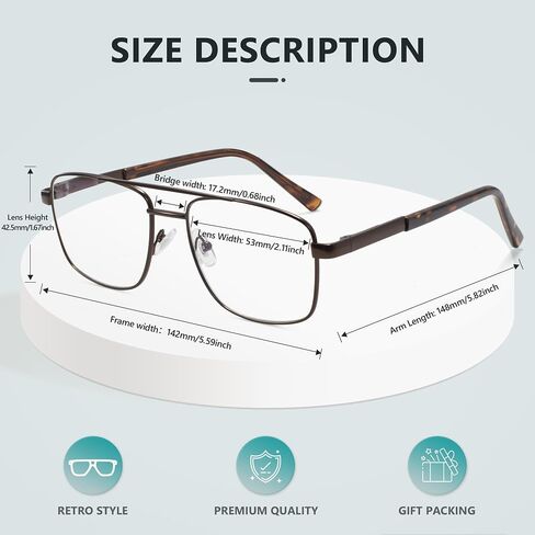 EASY READ Aviator Reading Glasses for Men,Blue light blocking Readers Men Metal Eyeglasses with Spring Hinge in Saudi Arabia