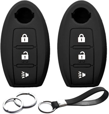 2pcs Compatible with Nissan Z 370Z Armada Frontier Murano Pathfinder Rogue Titan Rogue Juke Leaf Kicks Quest Sentra Tiida Versa Note Xterra X-Trail Infiniti Key Fob Cover Case Keychain Holder in Saudi Arabia