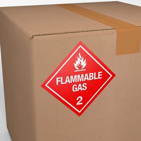 D.O.T. Labels - Hazard Class 2 DOT Flammable Gas Hazmat Labels 4" X 4" Square Stickers - 500 Adhesive Labels Per Roll, Made in The USA by Kenco (1) in Saudi Arabia