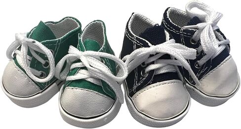 2 Pack Canvas Tennis Shoes Fits 18 Inch Girl Dolls- 18 Inch Doll Shoes (Ocean Blue and Forest Green) in Kuwait
