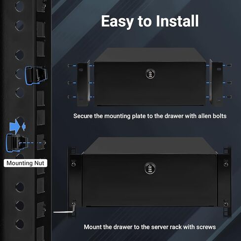 درج تثبيت على حامل 4U، درج رف الخادم مع قفل مركب ووسادة إسفنجية، درج رف قفل مطلي بالمسحوق لرفوف معدات الشبكة/AV/DJ/الخادم مقاس 19 بوصة، والمرفقات والخزائن in Kuwait