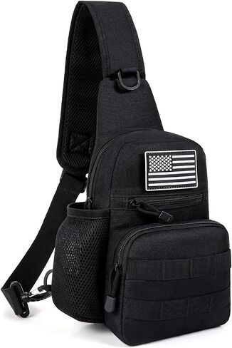 Outdoor Sling Backpack for Men Small Tactical Bags with Bottle Pockect Crossbody Sling Bag for Hiking, Traveling, Fishing (Black) in Saudi Arabia