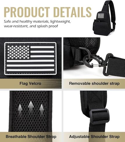 Outdoor Sling Backpack for Men Small Tactical Bags with Bottle Pockect Crossbody Sling Bag for Hiking, Traveling, Fishing (Black) in Saudi Arabia