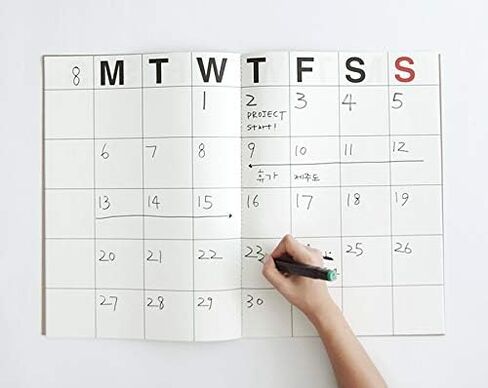 JSTORY Big Monthly Planner Stitch Bound Lays Flat Huge Undated Year Round Flexible Cover Goal/Time Organizer Thick Paper Eco Friendly Customizable A3 16 Months 18 Sheets Ver B in Saudi Arabia