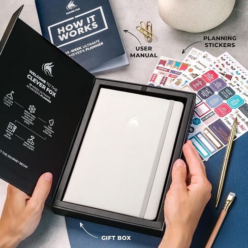 Clever Fox Ultimate Achiever’s Goal Planner - Focus & Productivity 90 Day Journal. Undated Daily Weekly Monthly Planner Organizer & Hourly Schedule Notebook - Hardcover, A5 Size, Onyx Black in Saudi Arabia
