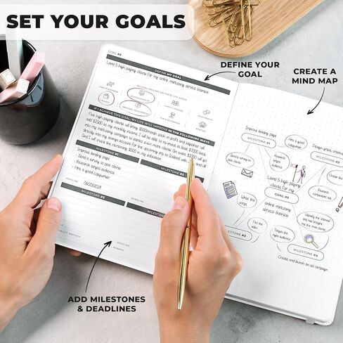 Clever Fox Ultimate Achiever’s Goal Planner - Focus & Productivity 90 Day Journal. Undated Daily Weekly Monthly Planner Organizer & Hourly Schedule Notebook - Hardcover, A5 Size, Onyx Black in Saudi Arabia