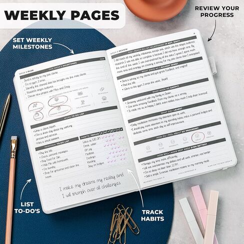 Clever Fox Ultimate Achiever’s Goal Planner - Focus & Productivity 90 Day Journal. Undated Daily Weekly Monthly Planner Organizer & Hourly Schedule Notebook - Hardcover, A5 Size, Onyx Black in Saudi Arabia