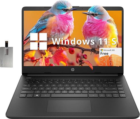 HP Stream 14-inch HD Touchscreen Laptop, Intel Celeron N4000, 4 GB RAM, 64 GB eMMC, Windows 10 Home in S Mode With Office 365 Personal For 1 Year (14-cb192nr, Brilliant Black) in Saudi Arabia