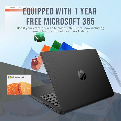 HP Stream 14-inch HD Touchscreen Laptop, Intel Celeron N4000, 4 GB RAM, 64 GB eMMC, Windows 10 Home in S Mode With Office 365 Personal For 1 Year (14-cb192nr, Brilliant Black) in Saudi Arabia