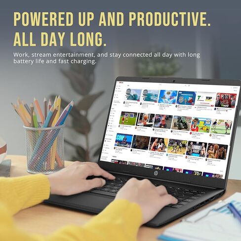 HP Stream 14-inch HD Touchscreen Laptop, Intel Celeron N4000, 4 GB RAM, 64 GB eMMC, Windows 10 Home in S Mode With Office 365 Personal For 1 Year (14-cb192nr, Brilliant Black) in Saudi Arabia