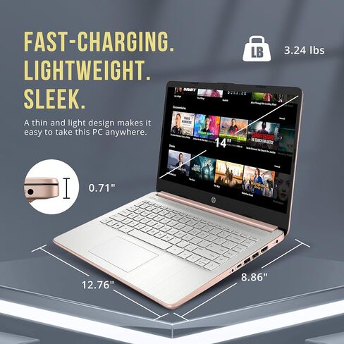 HP Stream 14-inch HD Touchscreen Laptop, Intel Celeron N4000, 4 GB RAM, 64 GB eMMC, Windows 10 Home in S Mode With Office 365 Personal For 1 Year (14-cb192nr, Brilliant Black) in Saudi Arabia