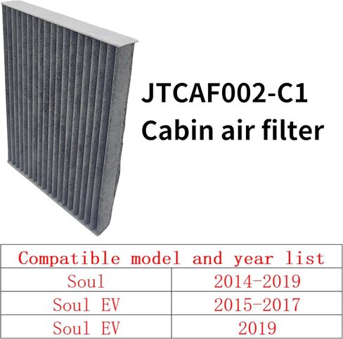 JTCAF002-C1 فلتر هواء المقصورة لـ Soul (2014-2019)، Soul EV (2015-2017,2019)، استبدال CP002، CF12002 in Kuwait