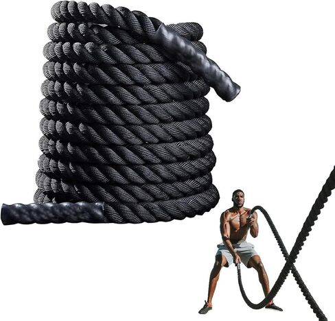 Battle Rope 30ft/40ft/50ft Exercise Training Rope with Protective Sleeve & Anchor Kit. Heavy Battles Ropes for Home Gym & Outdoor Strength Training, Workout Exercise Rope in Saudi Arabia