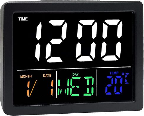LCD Digital Alarm Clock, Color Large Screen with Snooze Function Temperature Week Date Time Simple Battery Supply for Outdoor Students Living Room in Saudi Arabia