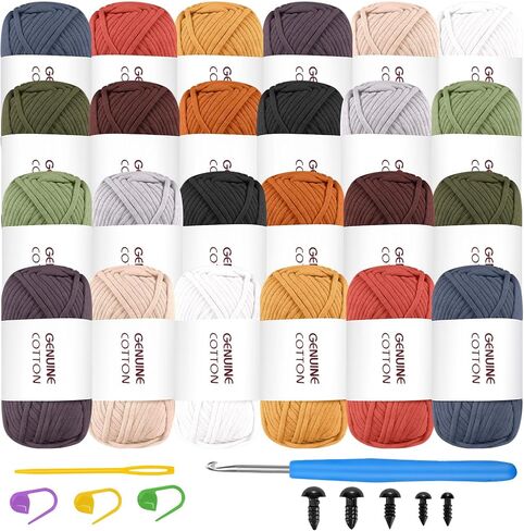 24Pack Beginners Crochet Yarn Beginner Yarn for Crocheting, 24x50g Easy-to-See Stitches Cotton Nylon Blend Soft Yarn for Beginners Crocheting Christmas Crochet Kit,87.5Yard/Skein (24 Bright Colors) in Saudi Arabia