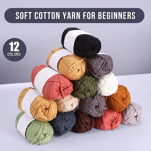 24Pack Beginners Crochet Yarn Beginner Yarn for Crocheting, 24x50g Easy-to-See Stitches Cotton Nylon Blend Soft Yarn for Beginners Crocheting Christmas Crochet Kit,87.5Yard/Skein (24 Bright Colors) in Saudi Arabia