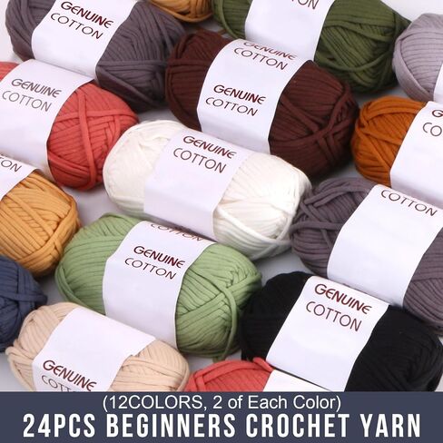 24Pack Beginners Crochet Yarn Beginner Yarn for Crocheting, 24x50g Easy-to-See Stitches Cotton Nylon Blend Soft Yarn for Beginners Crocheting Christmas Crochet Kit,87.5Yard/Skein (24 Bright Colors) in Saudi Arabia