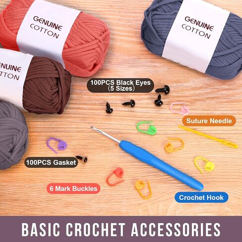 24Pack Beginners Crochet Yarn Beginner Yarn for Crocheting, 24x50g Easy-to-See Stitches Cotton Nylon Blend Soft Yarn for Beginners Crocheting Christmas Crochet Kit,87.5Yard/Skein (24 Bright Colors) in Saudi Arabia